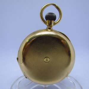 Reloj Suizo de Bolsillo, saboneta y remontoir. Oro 14k. Ca. 1890.