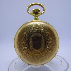 Reloj Suizo de Bolsillo, saboneta y remontoir. Oro 14k. Ca. 1890.