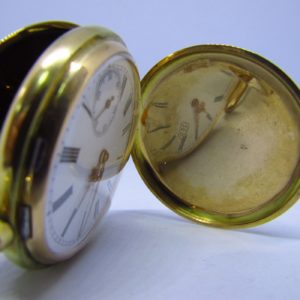 Reloj Suizo de Bolsillo, saboneta y remontoir. Oro 14k. Ca. 1890.