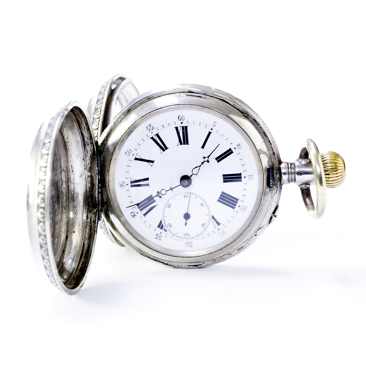 Reloj Suizo de bolsillo saboneta y remontoir. Suiza, ca. 1870.
