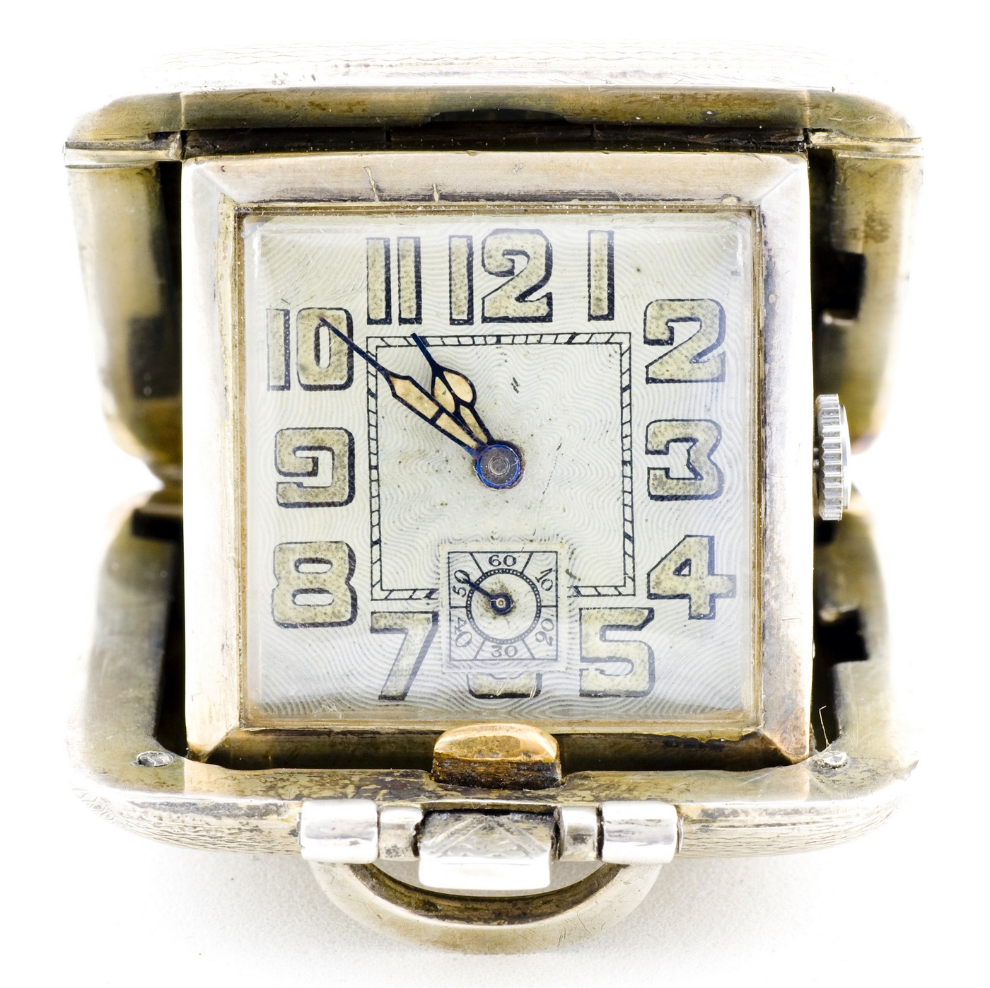 Swiss pocket watch, desktop, Art Deco, saboneta and remontoir. Birmingham, 1933.