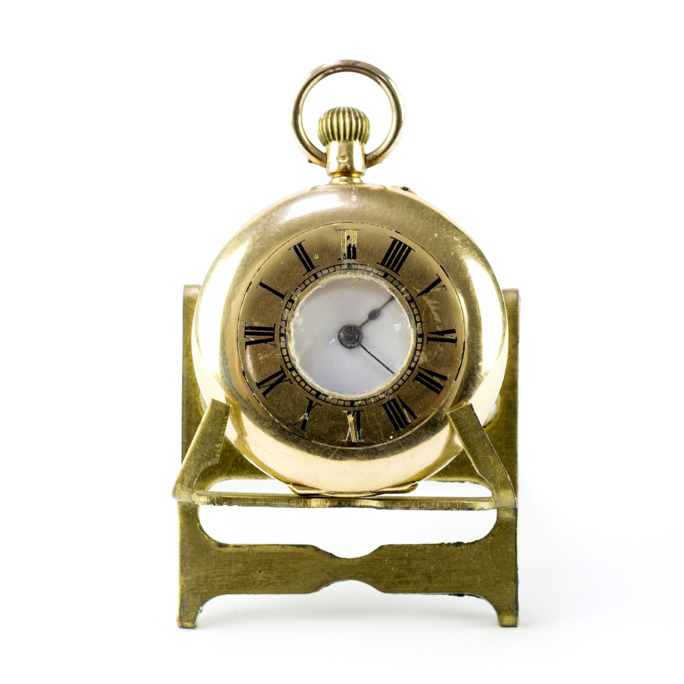 Reloj Suizo de colgar, Hunter, medio saboneta (cazador), remontoir. Suiza, ca. 1890.