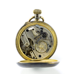 Reloj y cronógrafo de bolsillo para caballero, Remontoir. Finales XIX.