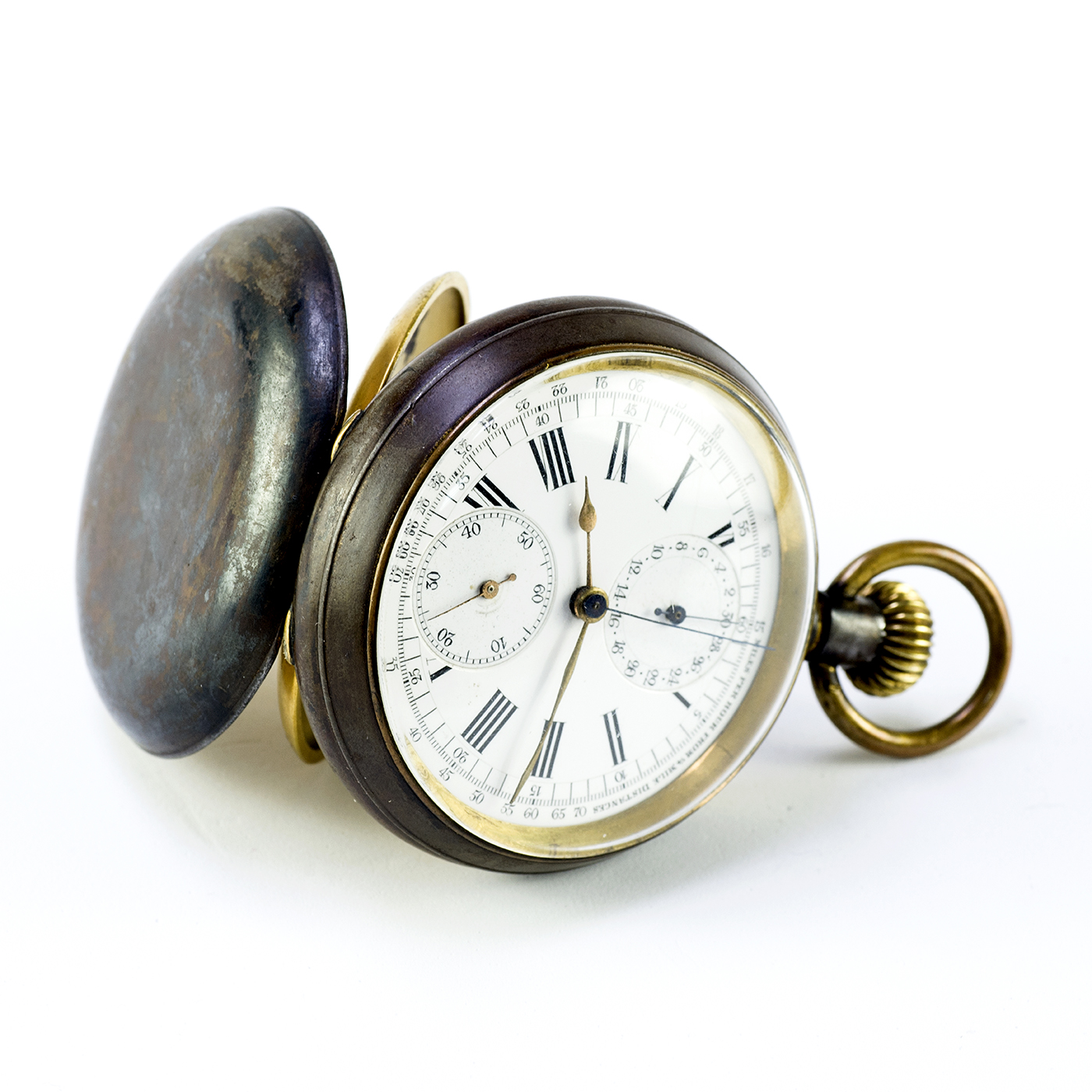 Reloj y cronógrafo de bolsillo para caballero, Remontoir. Finales XIX. Reloj y cronógrafo de bolsillo para caballero, Remontoir. Finales XIX.