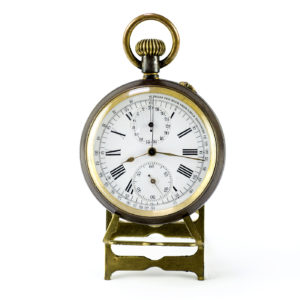 Reloj y cronógrafo de bolsillo para caballero, Remontoir. Finales XIX.