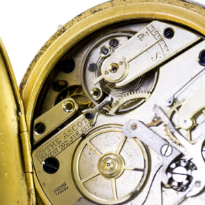 Reloj y cronógrafo de bolsillo para caballero, Remontoir. Finales XIX.