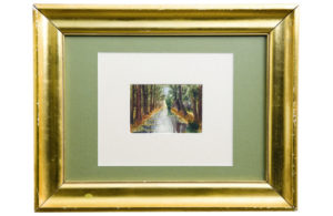 RICARDO LÓPEZ CABRERA. Óleo sobre cartón. “Paisaje Boscoso”