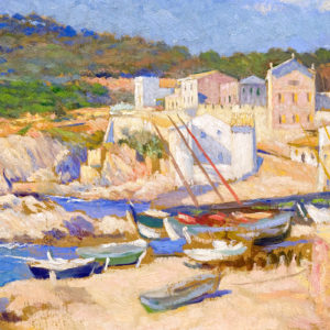RICARDO LÓPEZ CABRERA. Óleo sobre Lienzo. ""Pueblo de Pescadores"