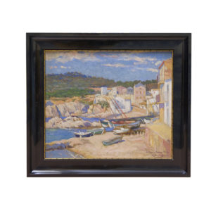 RICARDO LÓPEZ CABRERA. Óleo sobre Lienzo. ""Pueblo de Pescadores"