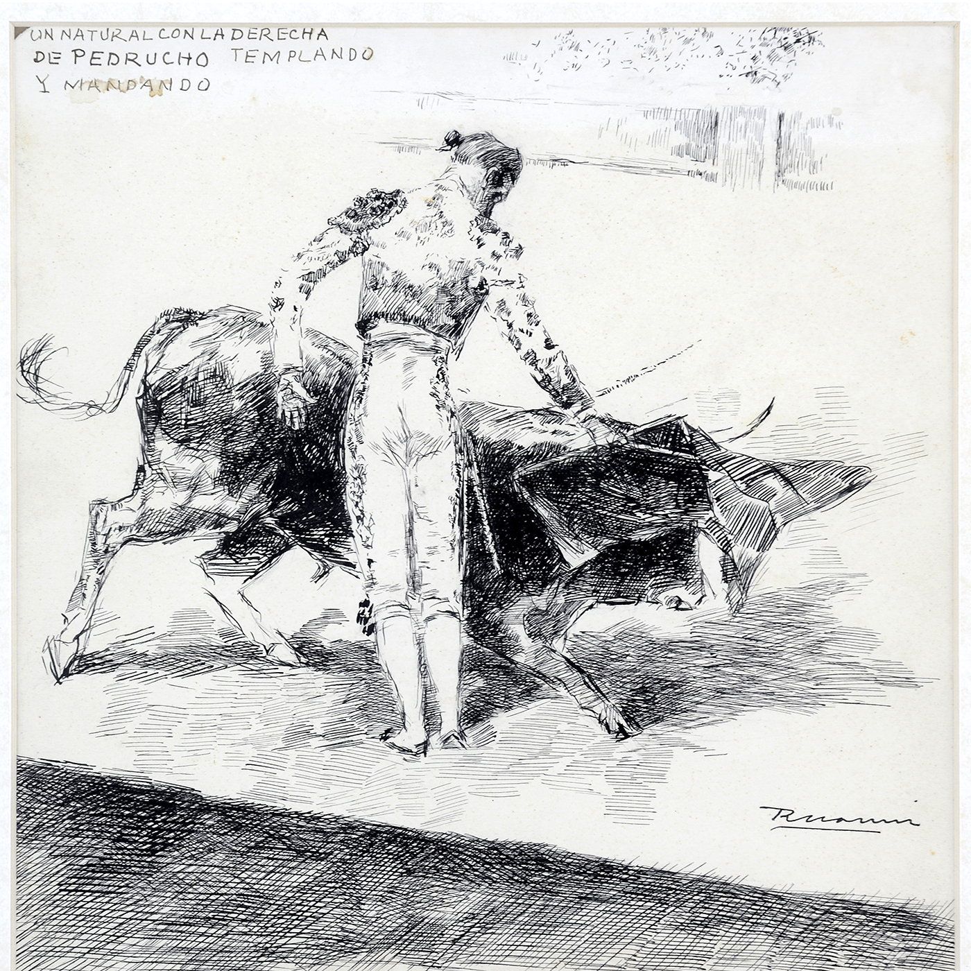 RICARDO MARÍN LLOBET. Dibujo a plumilla. ""Escena Taurina"" RICARDO MARÍN LLOBET. Dibujo a plumilla. ""Escena Taurina""