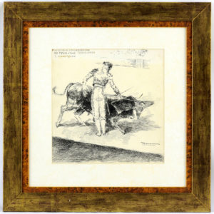 RICARDO MARÍN LLOBET. Dibujo a plumilla. ""Escena Taurina""