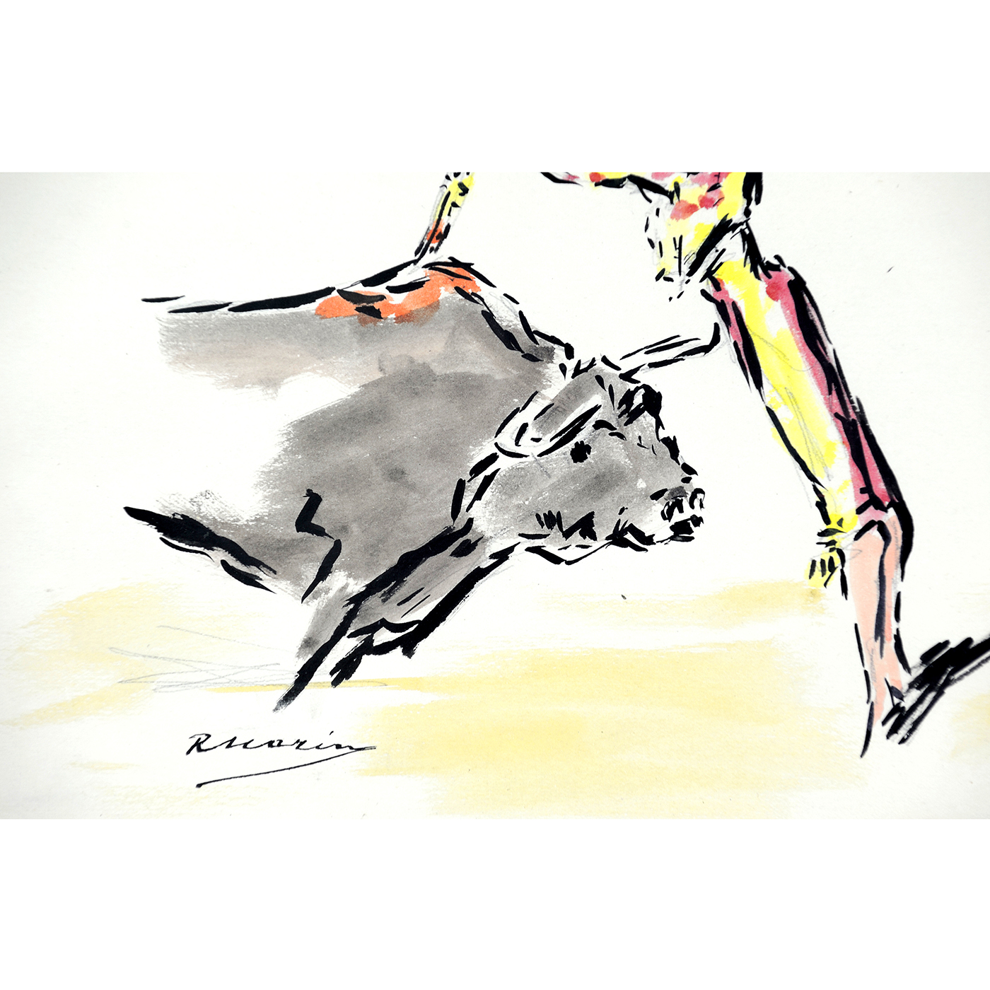 RICARDO MARÍN LLOBET. Dibujo a Tinta y Acuarela. Tema Taurino. RICARDO MARÍN LLOBET. Dibujo a Tinta y Acuarela. Tema Taurino.