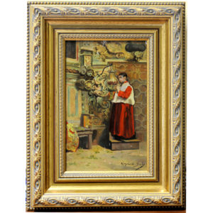 RIGOBERTO SALA. Óleo sobre tabla. "Monaguillo".