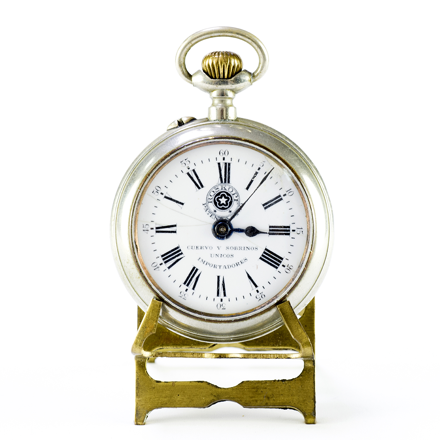 ROSKOPF para CUERVO Y SOBRINO. Reloj de Bolsillo-colgar, lepine y remontoir. La Hababa, Cuba, ca. 1900. ROSKOPF para CUERVO Y SOBRINO. Reloj de Bolsillo-colgar, lepine y remontoir. La Hababa, Cuba, ca. 1900.