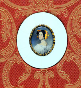 RULLY. Miniatura pintada sobre disco oval de marfil. Siglo XIX.