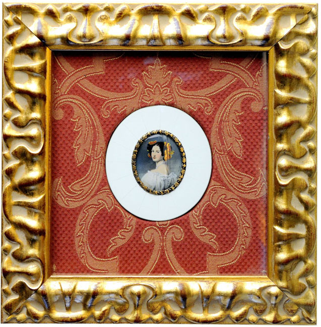 RULLY. Miniatura pintada sobre disco oval de marfil. Siglo XIX.