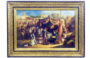 S. MIMON. Óleo sobre lienzo. ""Feria de Abril de Sevilla"