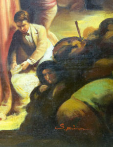 S. MIMON. Óleo sobre lienzo. ""Feria de Abril de Sevilla"
