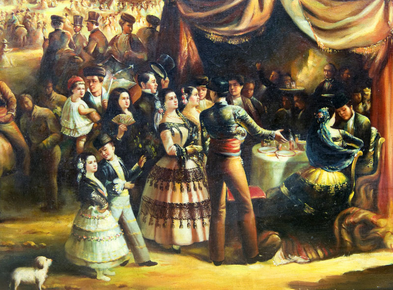 S. MIMON. Óleo sobre lienzo. ""Feria de Abril de Sevilla" S. MIMON. Óleo sobre lienzo. ""Feria de Abril de Sevilla"