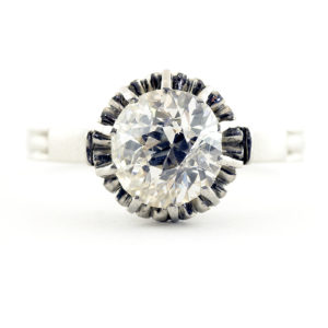 Solitario en Oro Blanco de 18k, con Diamante talla Brillante Antigua Europea de 1,64 ct. (K/SI2)