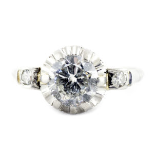 Solitario en Oro de 18k. Diamante Natural talla Brillante de 1,25 ct. Color, I. Claridad, SI1-SI2. - Tamaño: 17,25 mm.