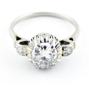 Solitario en Oro de 18k. Diamante Natural talla Brillante de 1,25 ct. Color, I. Claridad, SI1-SI2. - Tamaño: 17,25 mm.