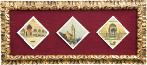 SOLLER (SEVILLA, Siglo XIX). Conjunto de tres azulejos.