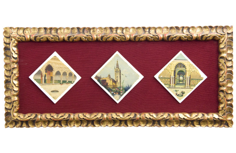 SOLLER (SEVILLA, Siglo XIX). Conjunto de tres azulejos.