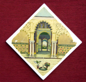 SOLLER (SEVILLA, Siglo XIX). Conjunto de tres azulejos.