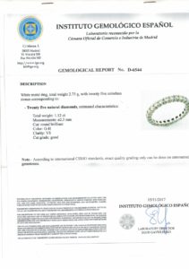 Sortija, Alianza de Pedida, en Oro de 18k con 25 Diamantes Naturales, Talla Brillante, de 1,12 ct. (G-H/VS). Certificado IGE.