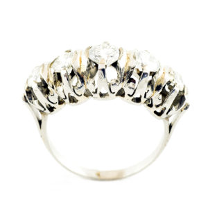 Sortija Cintillo en Oro Blanco con Cinco Diamantes Naturales Talla Brillante (1,13 ct) de (1) 0,41ct (J/SI1) (2) 0.52ct (F-K/SI2) (2) 0.20ct (J-K/VS-SI1).