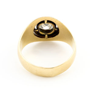 Sortija en Oro con Chatón central de Diamante talla Antigua Europea de 0,47 ct. Certificado. 