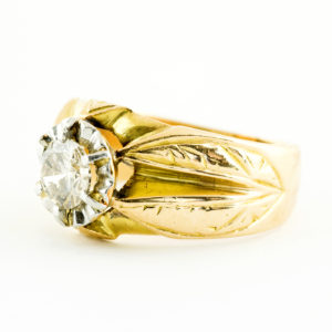 Sortija en Oro de 18k. con Diamante Natural, talla Brillante, de 0,62 ct. (N/I1). Certificado IGE