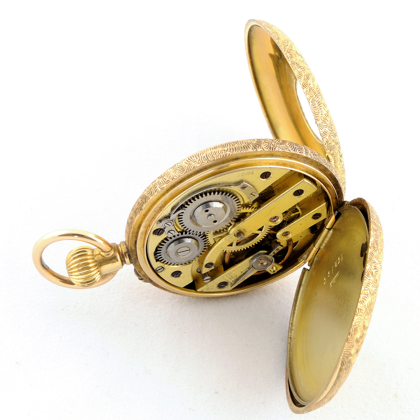 STAUFFER & SON, Co. (S.S&C.). Reloj de colgar, media saboneta (cazador)y remontoir. Ca. 1850. STAUFFER & SON, Co. (S.S&C.). Reloj de colgar, media saboneta (cazador)y remontoir. Ca. 1850.