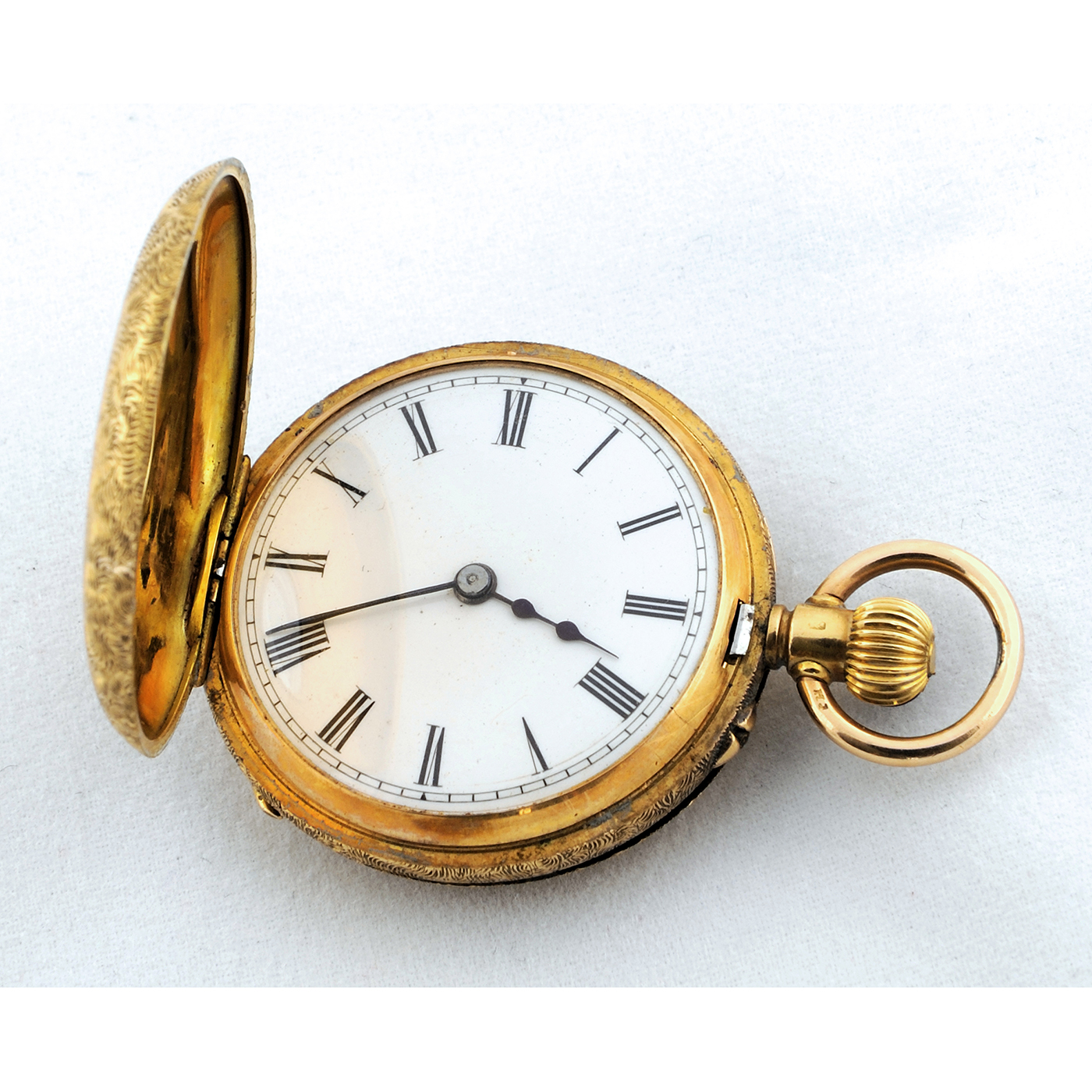 STAUFFER & SON, Co. (SS & C.). Hängende Uhr, halbe Saboneta (Jäger) und Remontoir. Ca. 1850.