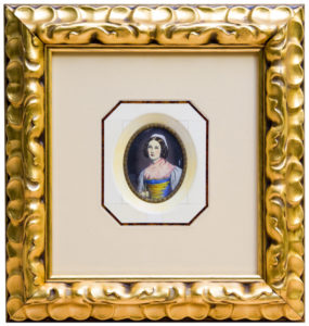 STIELER. Miniatura sobre disco oval de marfil, siglo XIX.