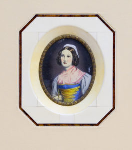STIELER. Miniatura sobre disco oval de marfil, siglo XIX.
