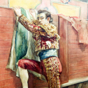 TEÓTIMO DE HEREDIA Y ABAD. Acuarela sobre cartoncillo. ""Torero"