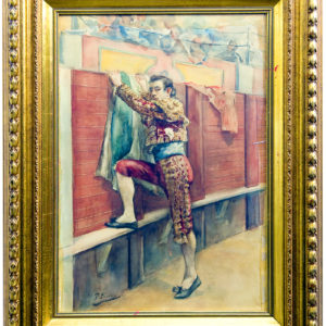 TEÓTIMO DE HEREDIA Y ABAD. Acuarela sobre cartoncillo. ""Torero"