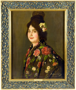 VICENTE BARREIRA. Óleo sobre lienzo. ""Retrato de Dama"