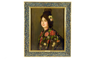 VICENTE BARREIRA. Óleo sobre lienzo. ""Retrato de Dama"