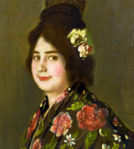 VICENTE BARREIRA. Óleo sobre lienzo. ""Retrato de Dama"