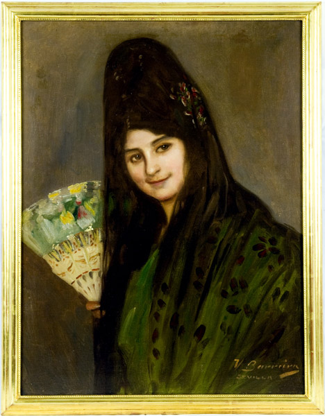 VICENTE BARREIRA. Óleo sobre lienzo. ""Retrato de Dama"