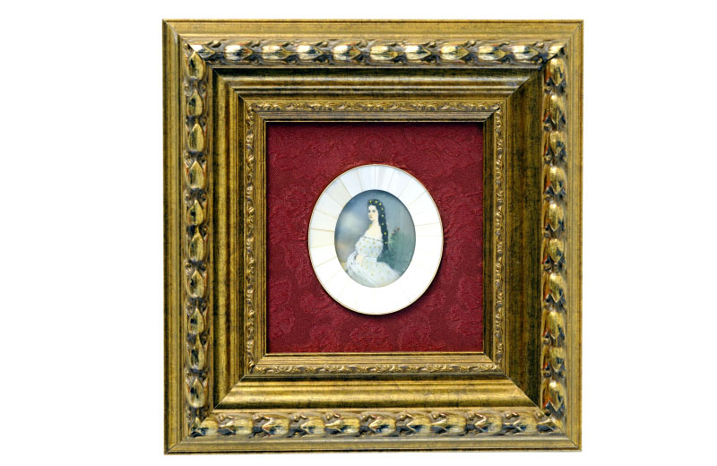 W. VONHULBR. Siglo XIX. MINIATURA PINTADA SOBRE DISCO OVAL DE MARFIL W. VONHULBR. Siglo XIX. MINIATURA PINTADA SOBRE DISCO OVAL DE MARFIL