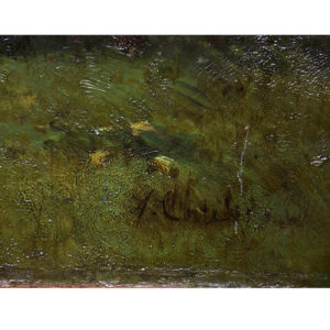 ANDRÉS CORTÉS AGUILAR. Óleo sobre lienzo. "Paisaje con ganado".