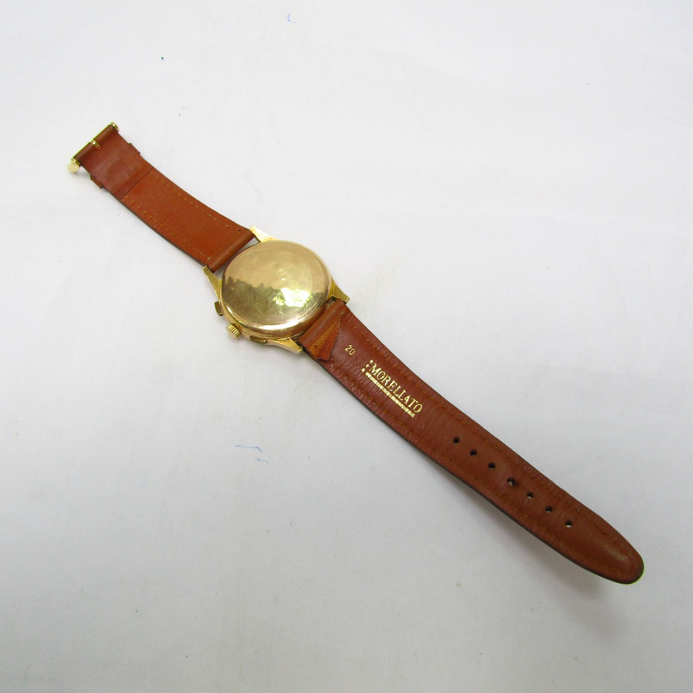 CHRONOGRAPHE SUISSE. Reloj Cronógrafo de pulsera para caballero. Oro 18k. Suiza, ca. 1950