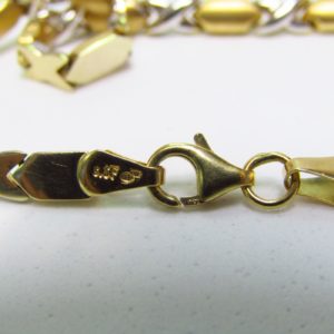 Collar de Oro Bicolor, con eslabones hexagonales combinados. 13,60 gr.