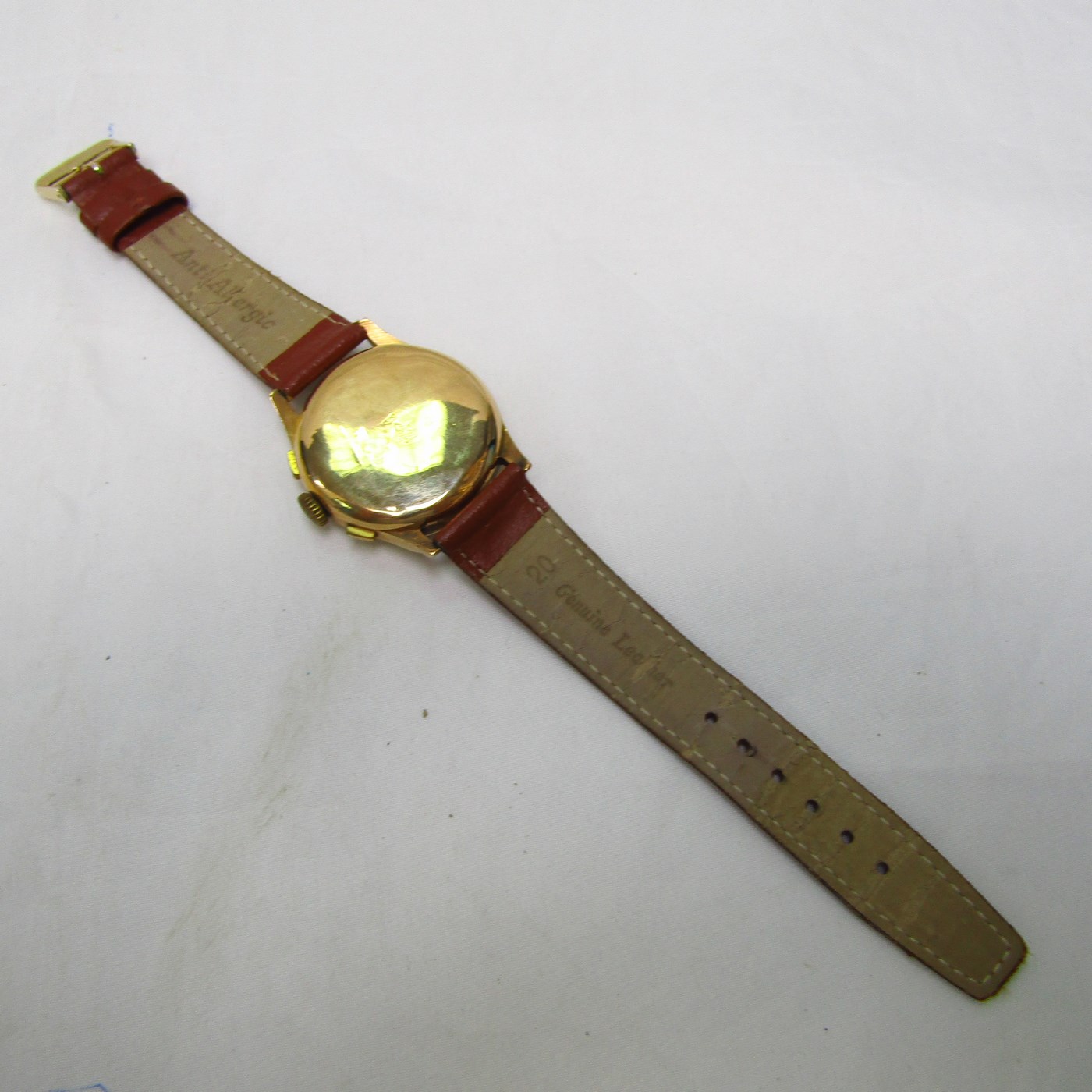 CRONOGRAPHE SUISSE. Reloj Cronógrafo de pulsera para caballero. Oro 18k. Suiza, Ca. 1950 CRONOGRAPHE SUISSE. Reloj Cronógrafo de pulsera para caballero. Oro 18k. Suiza, Ca. 1950