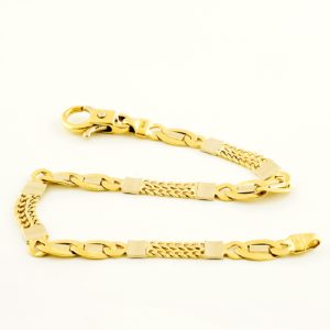 Pulsera Barbada en Oro Bicolor de 18k.