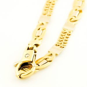 Pulsera Barbada en Oro Bicolor de 18k.